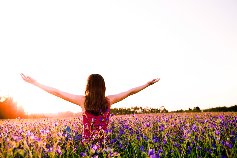 girl in flower field